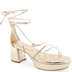 AEROSOLES Caramia Women's Gold Block Heel Sandals